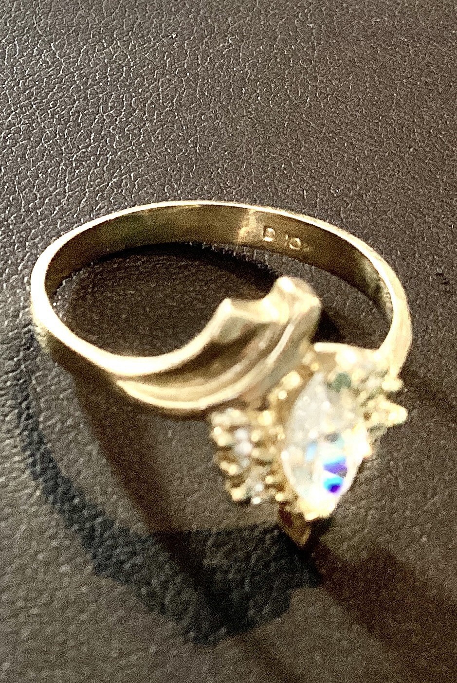 10 KT Yellow Gold Real Stamped Marquise April Birthstone Diamond, ring SZ 8.25