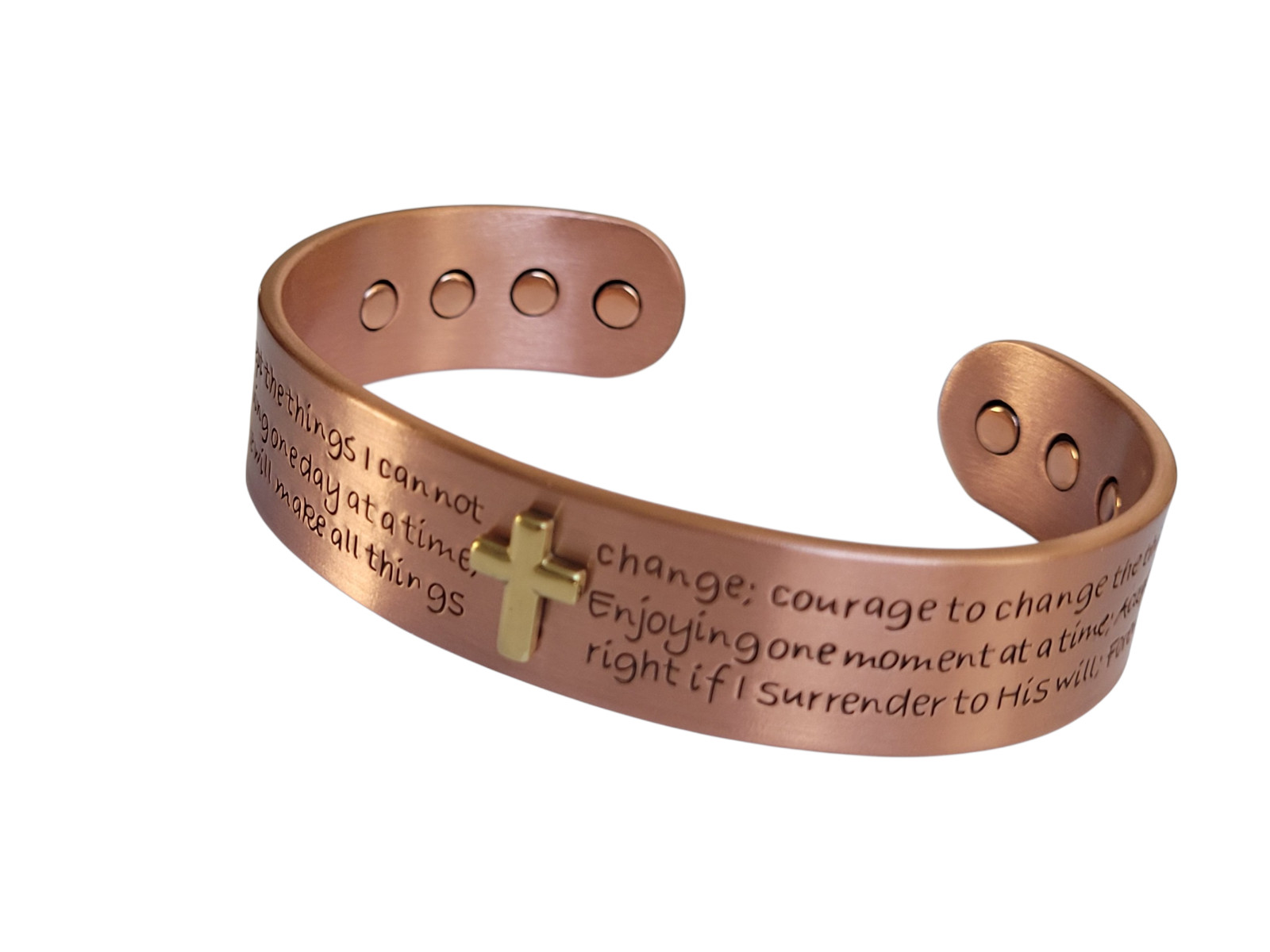 Cross Prayers Pure Copper Magnetic Bracelet Arthritis Pain Therapy Energy Cuff