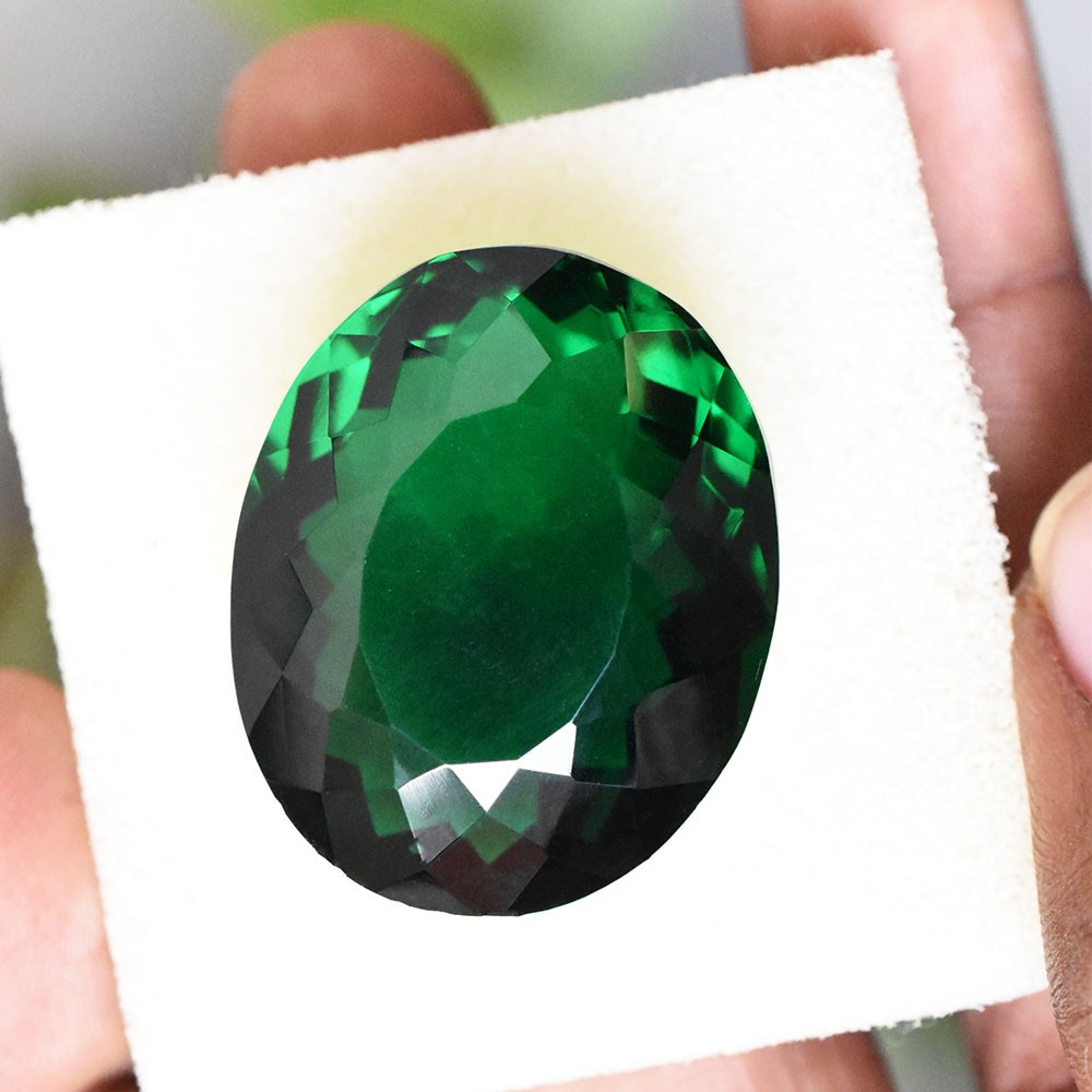 CERTIFIED 85Ct Oval Shape BRAZILIAN Green Garnet LAB-CREATED Loose Gemstone