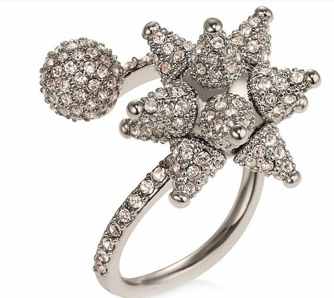 Atelier Swarovski Kalix Spiral Ring palladium plated Pink Size 55 58 New $249