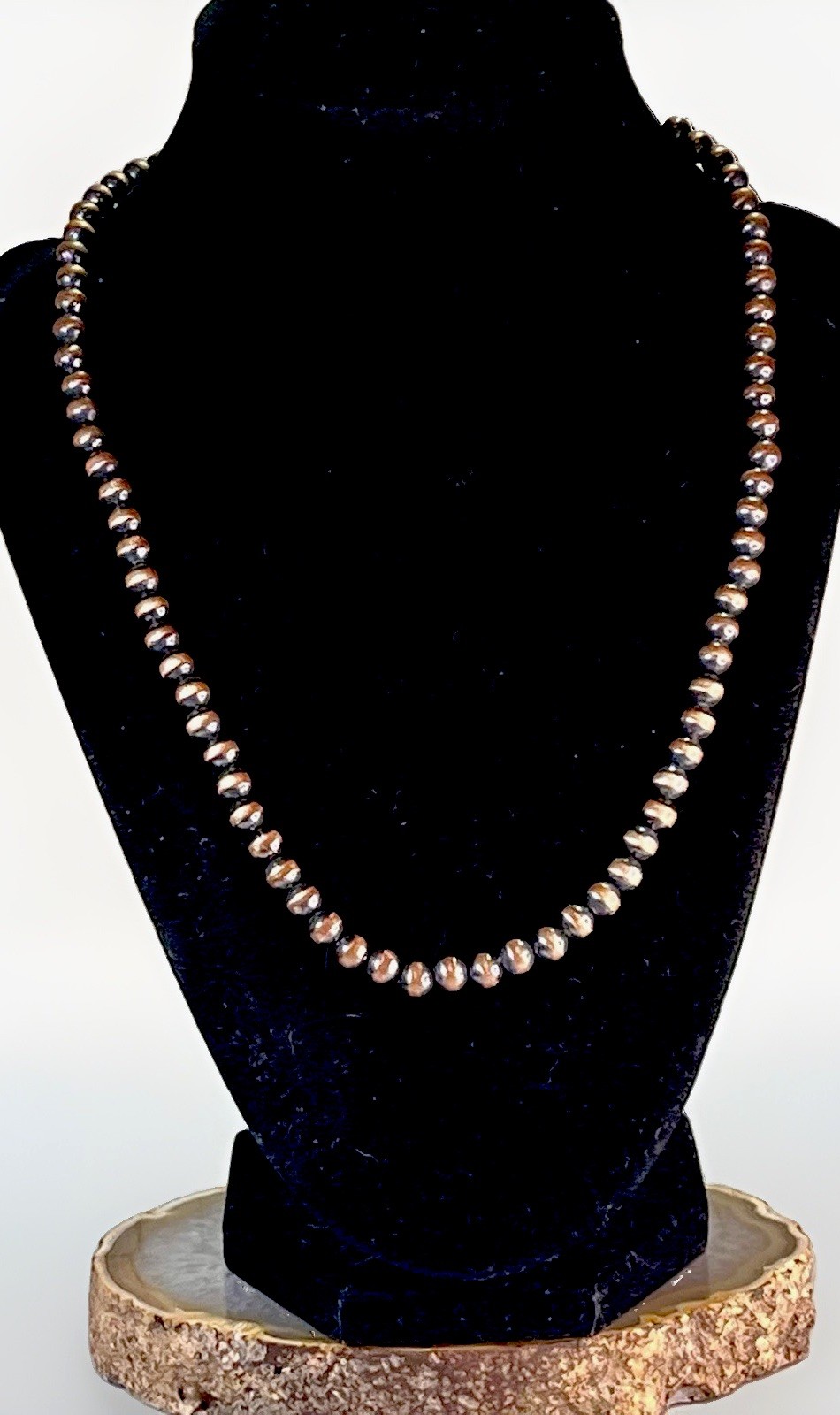 Southwestern 5mm Solid Copper Desert Pearl Hand Strung Necklace 18-20” 15.1g