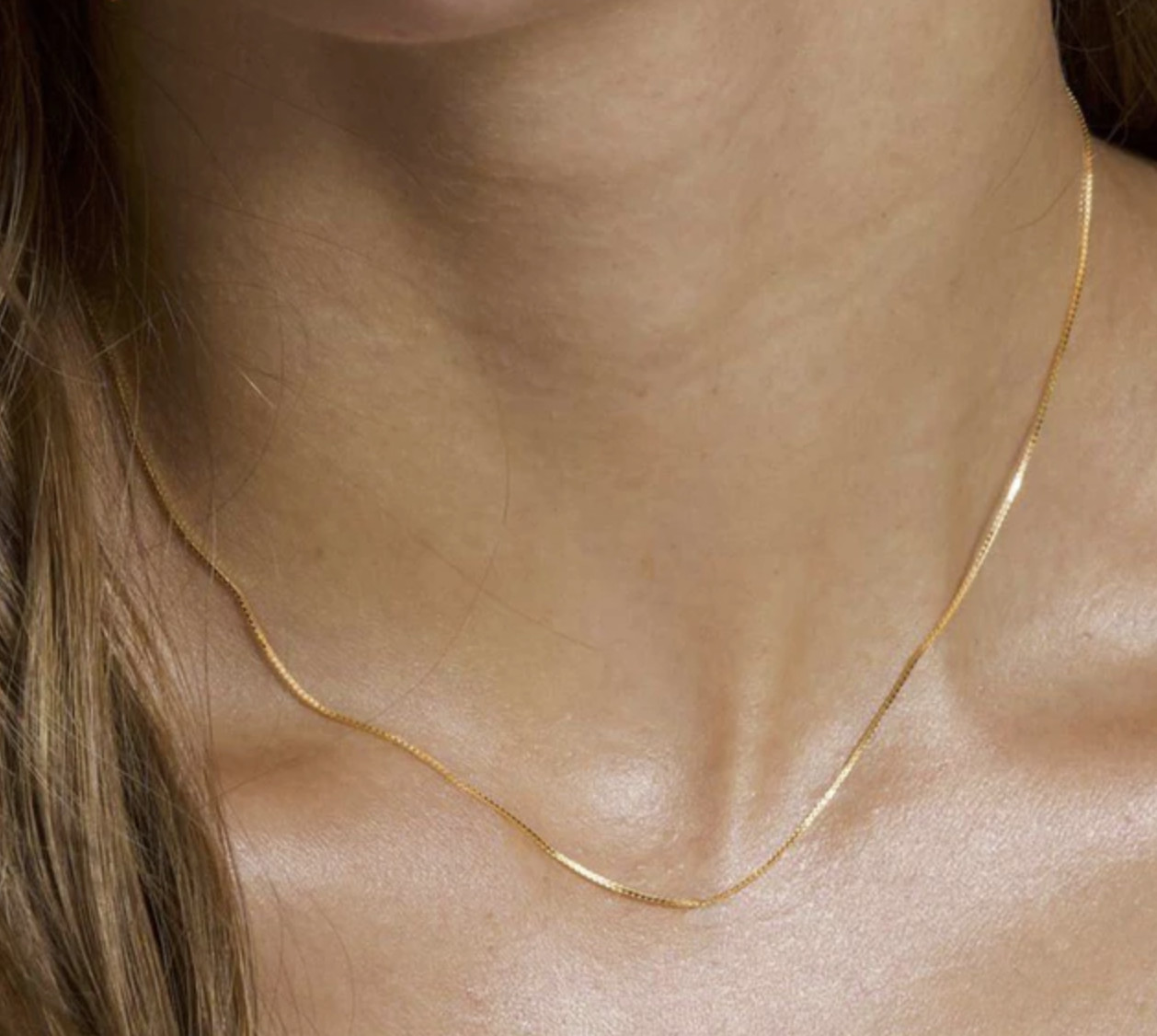 925 Sterling Silver Gold-Plated Box Chain Necklace 0.8mm 1mm