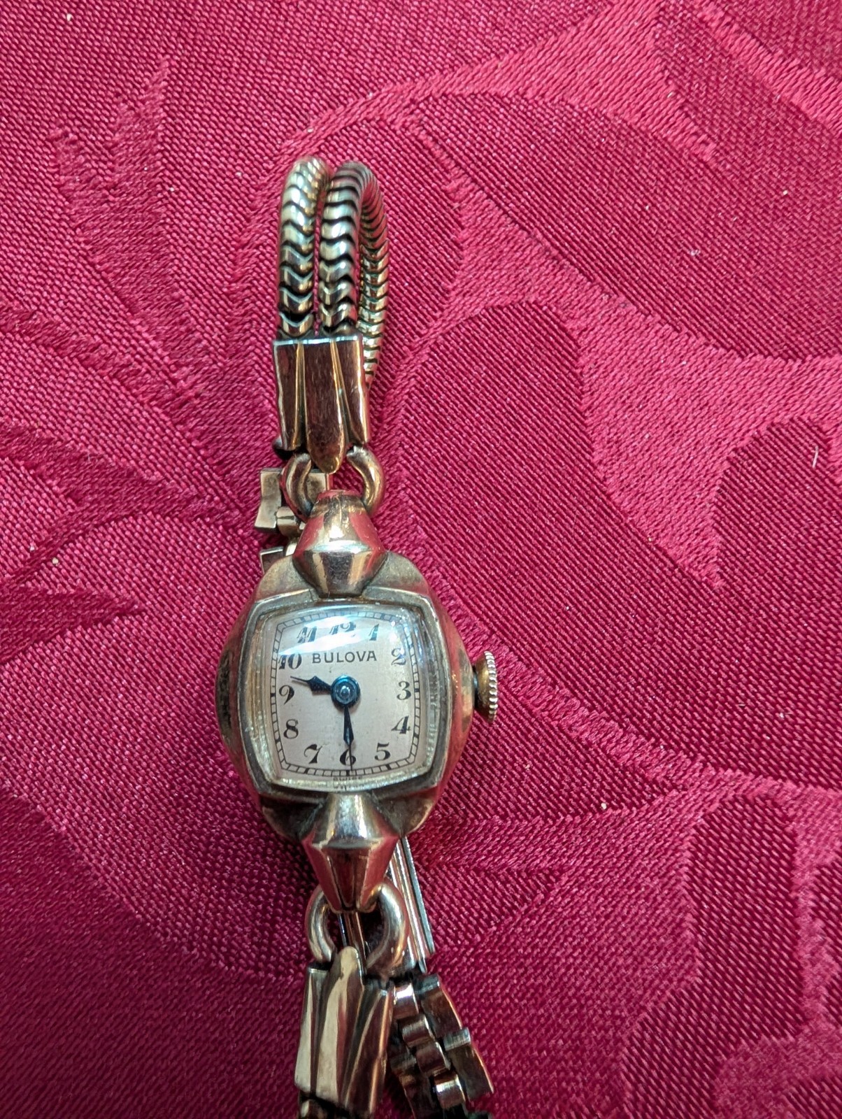 Bulova Vintage 1950s Wristwatch White Dial Gold Bracelet Untested