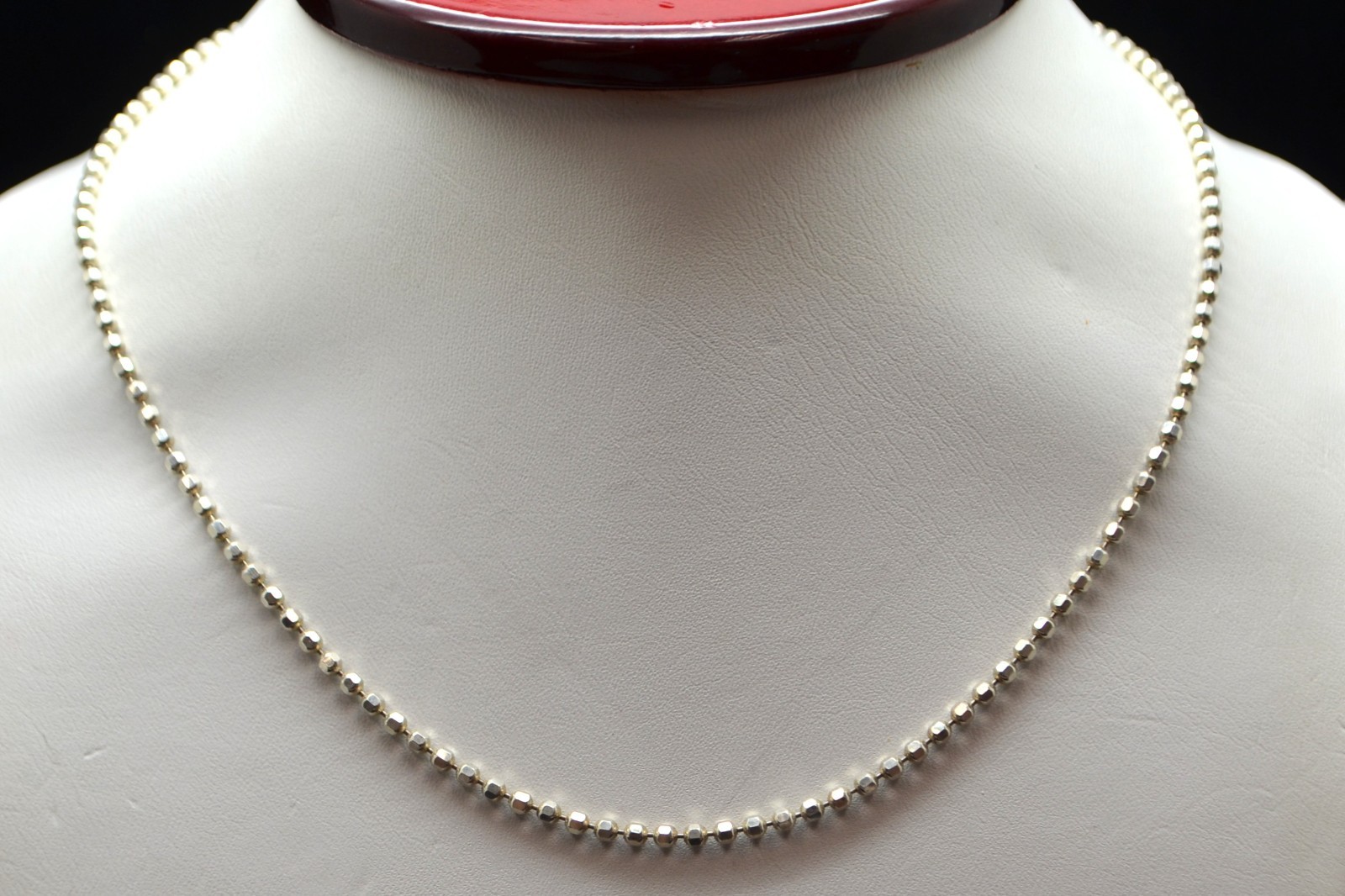 Sterling Silver Adorable Cut Bead Chain Necklace 20.0″ #FME854