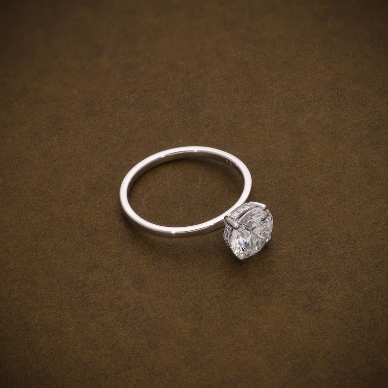 2.16 CTW Round Lab Grown Diamond Hidden Halo Solitaire Ring FG VVS-VS For Gift