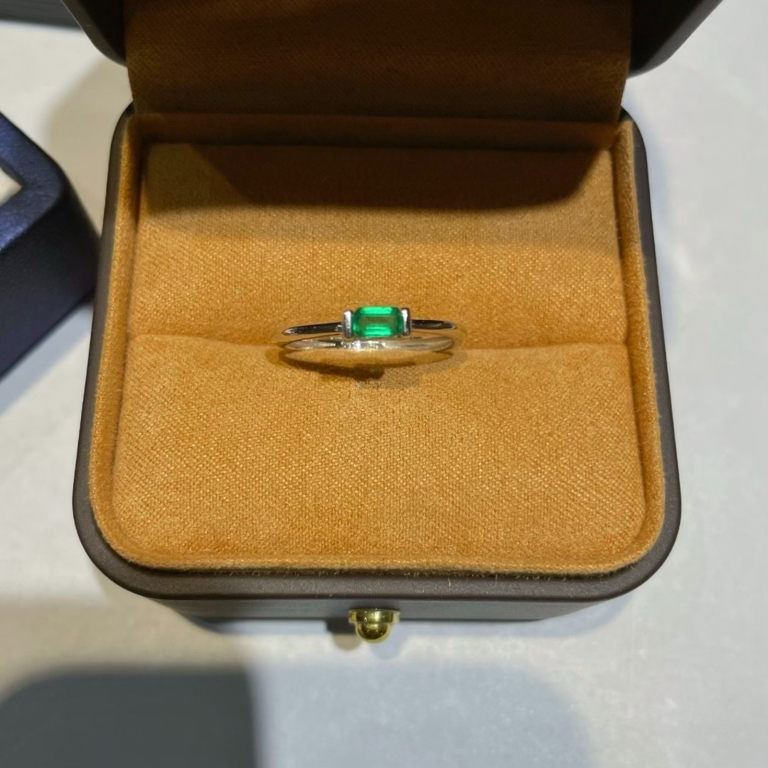 Dainty Emerald Gemstone Ring 3x5mm Natural Emerald, 925 Sterling Silver Emerald