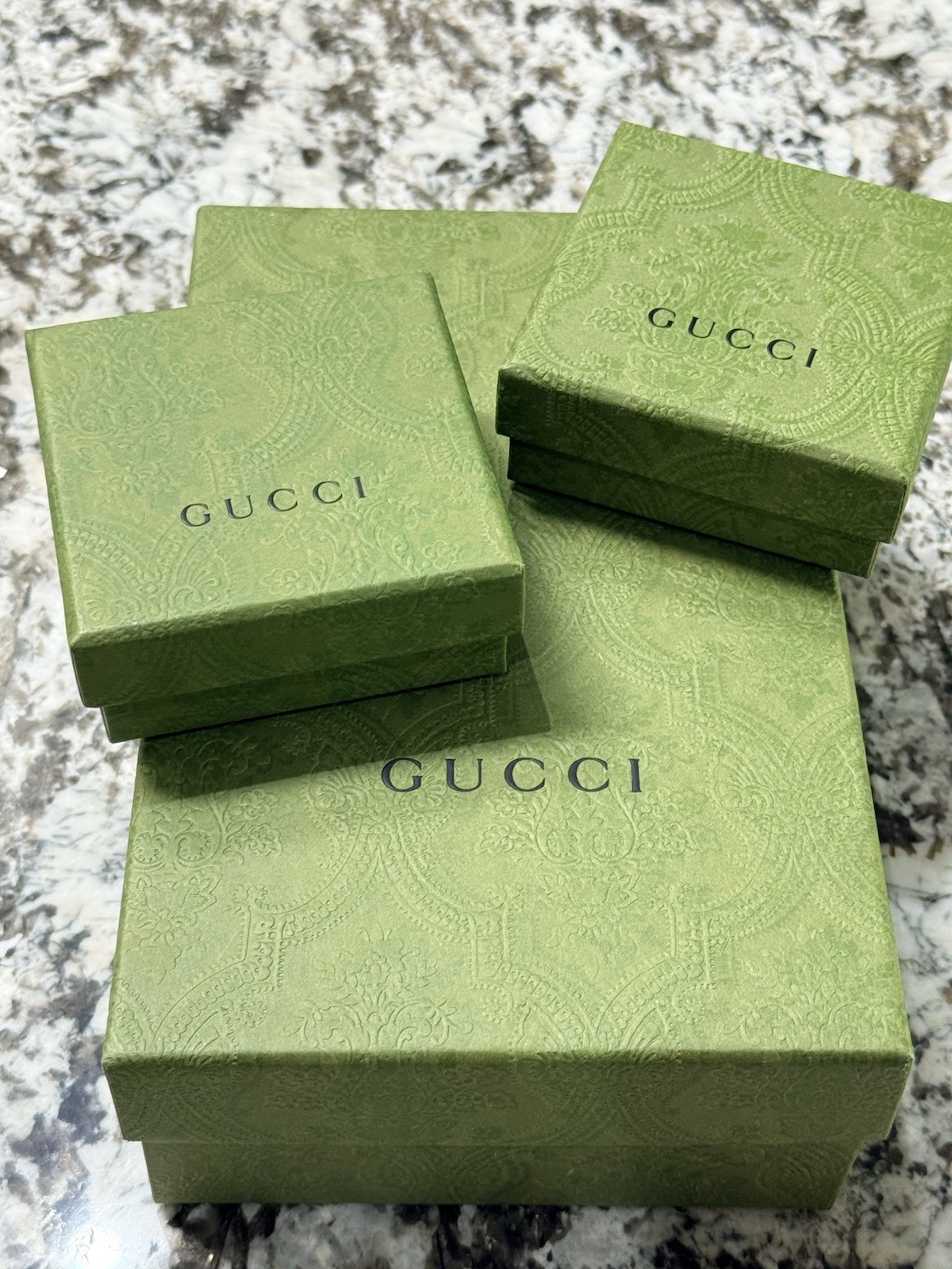 Gucci Empty Gift Box Lot w/ Dust Bag – Large Wallet/Scarf Box + 2 Small Jewelry
