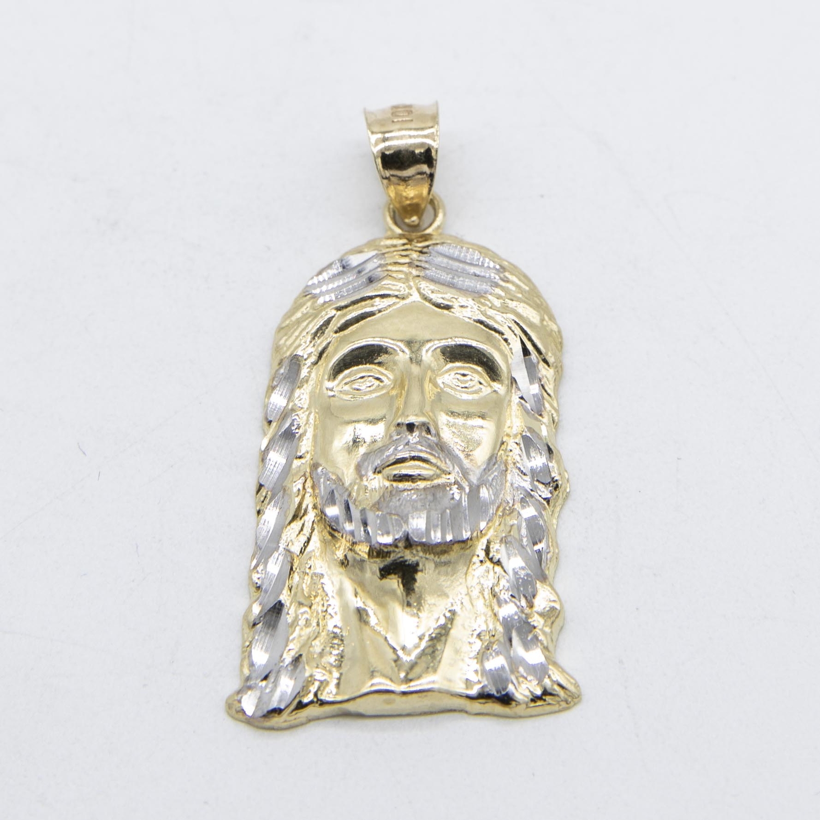 Diamond-Cut Face of Jesus Pendant Solid Real 10K Yellow White Gold All Sizes