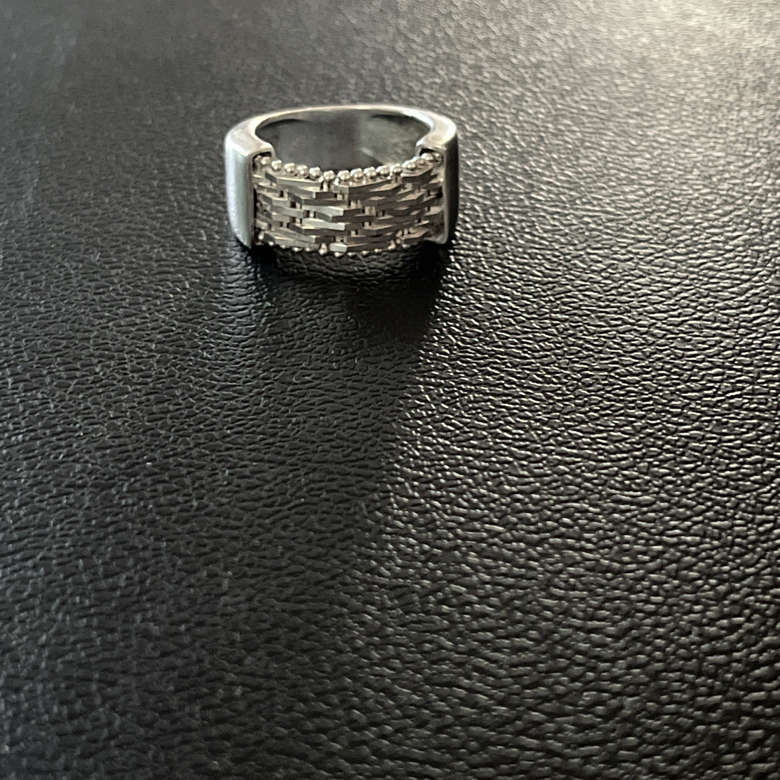 Vintage Milor Italy Basket Weave Brick Statement Wide Band Ring 925 Sterling 6