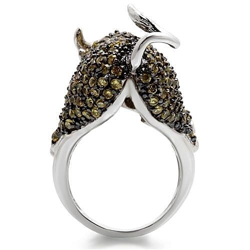 Women’s Bull Cocktail Ring, Multicolor CZ, Rhodium & Ruthenium Plated, Brass