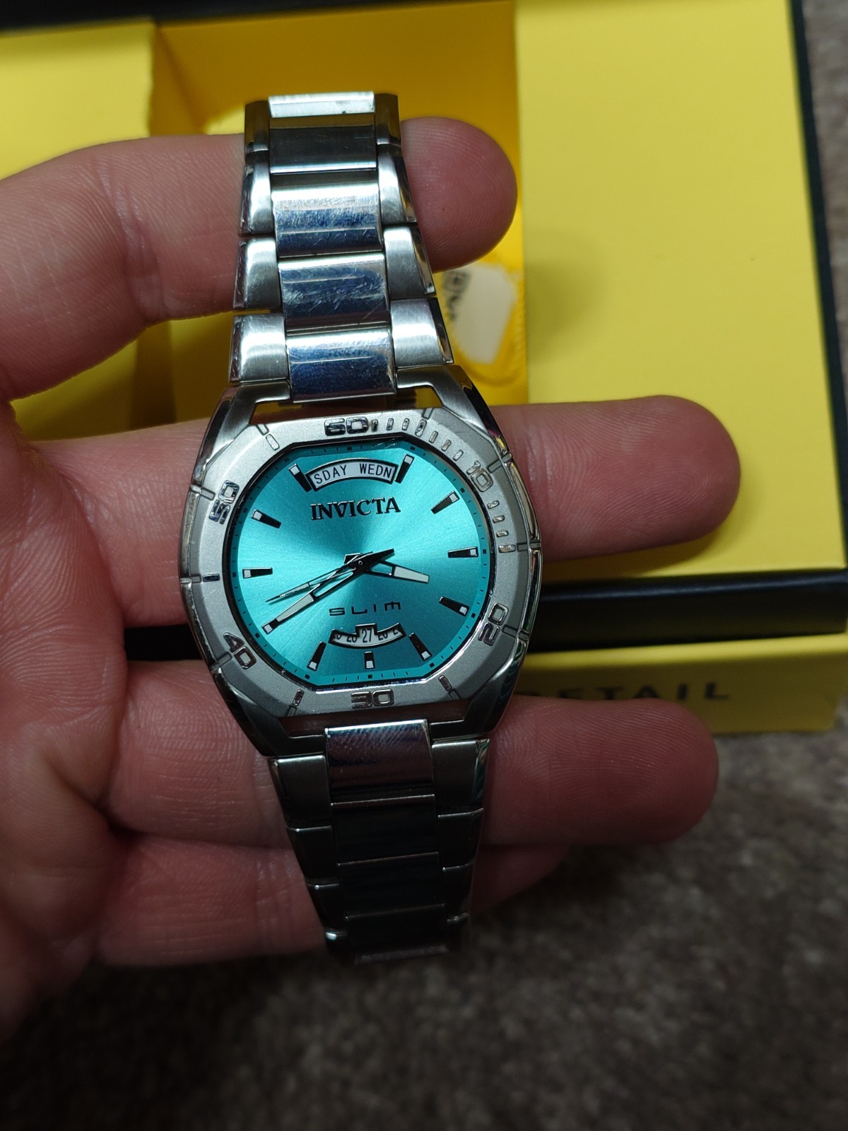 INVICTA Slim Men Stainless Steel Steel Turquoise dial 43404 Quartz With Box