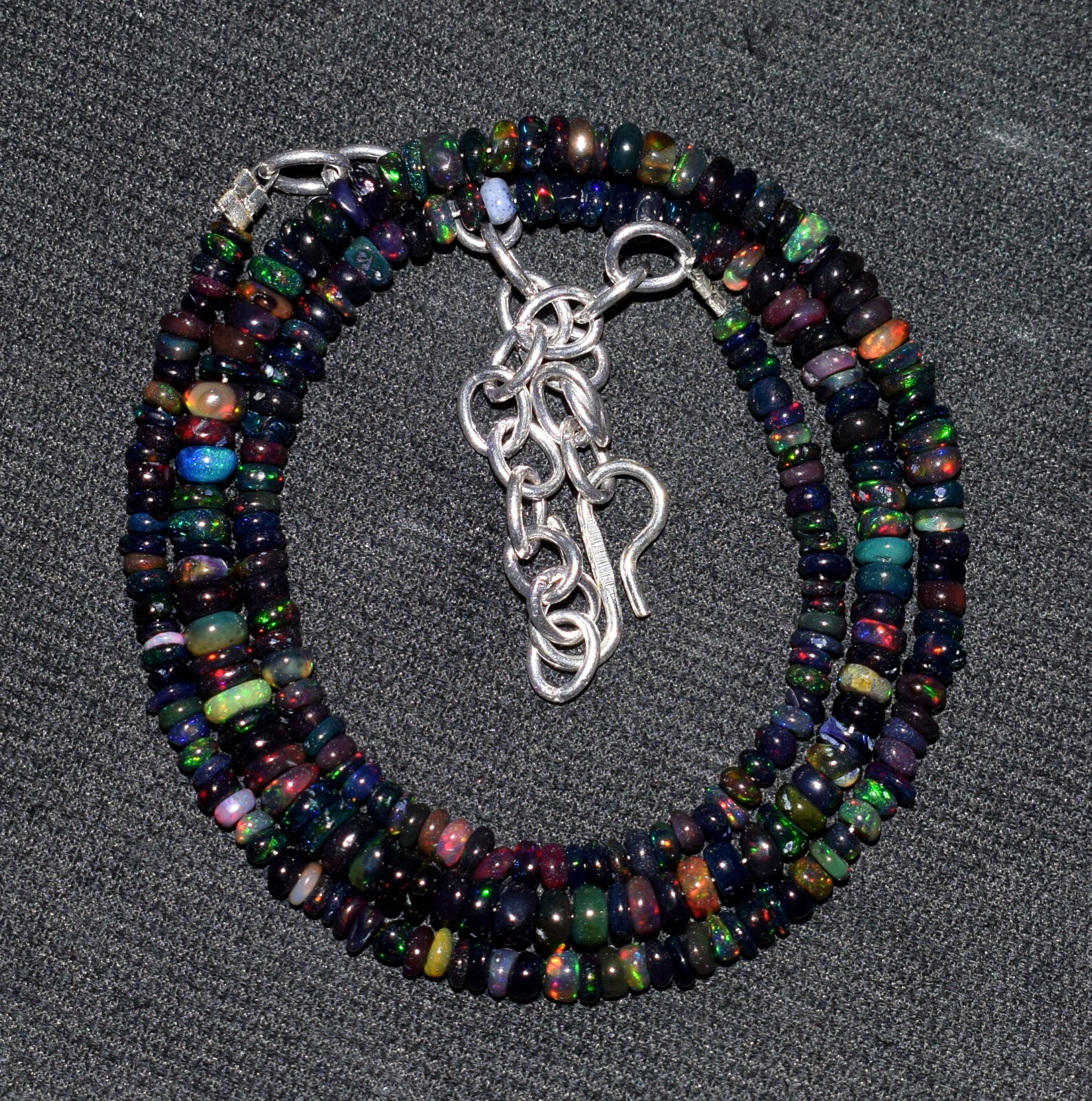 16″Natural Ethiopian Opal Wello Fire Opal Gemstone Bead Necklace F3661