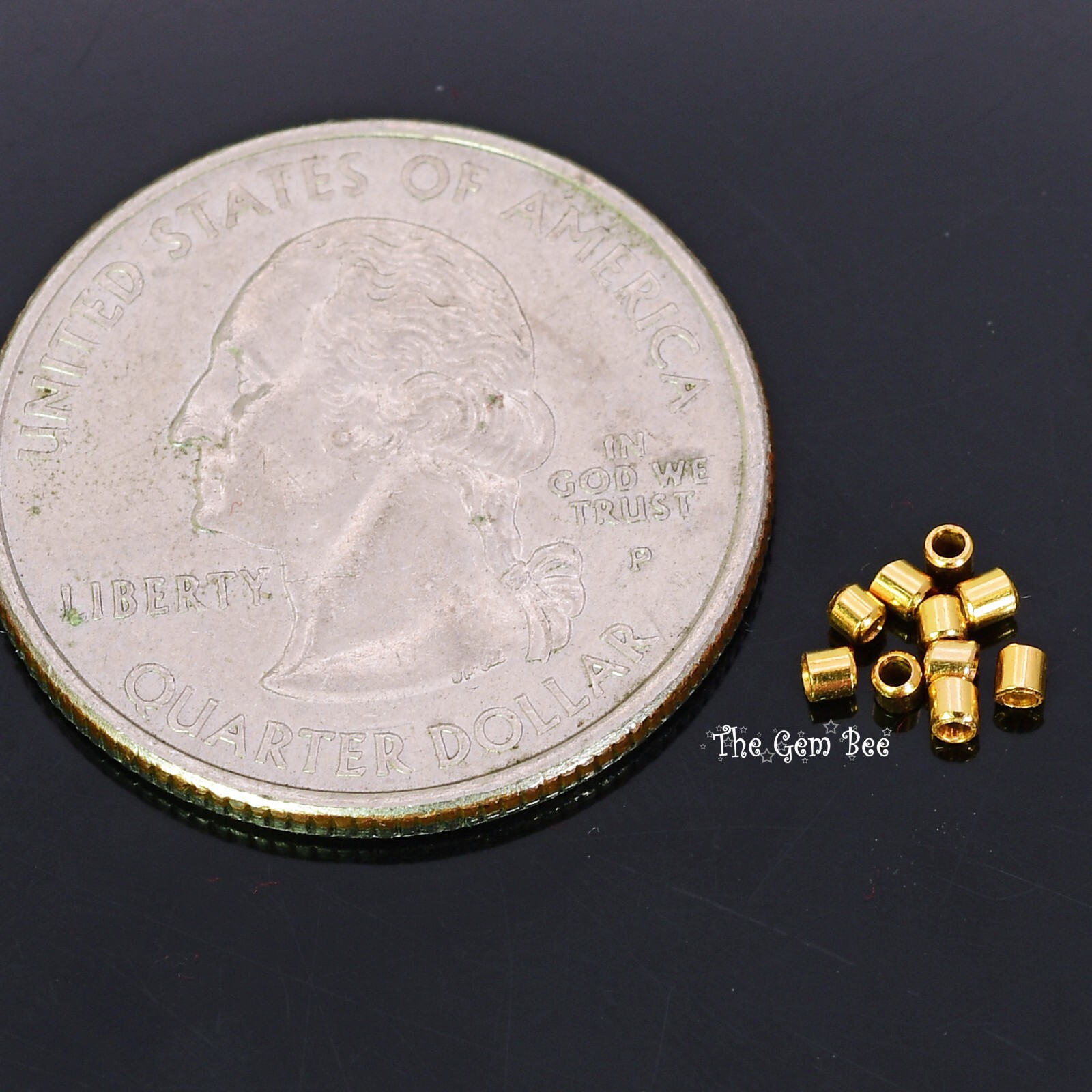 1.5MMx1.5MM 18k Solid Yellow Gold Crimp Tube Beads (10)