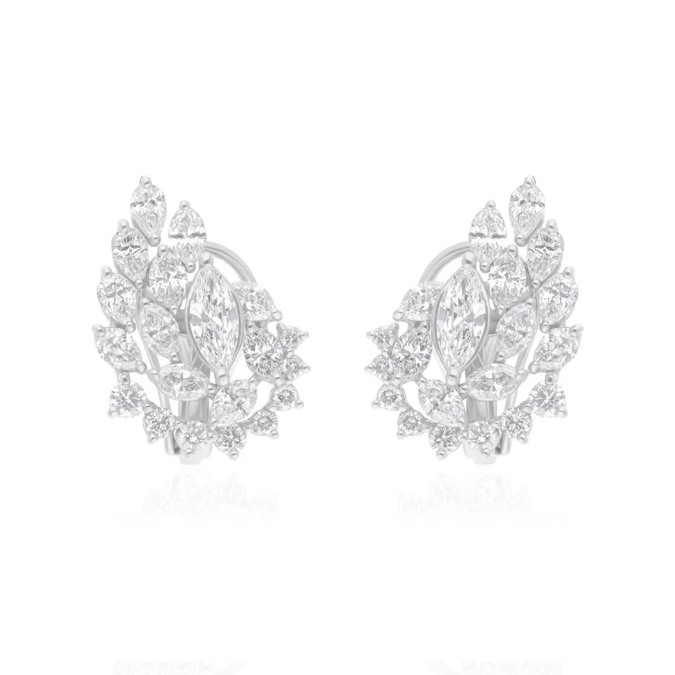 Marquise Cut Natural Diamond Studs Earrings 14k White Gold Birthday Special