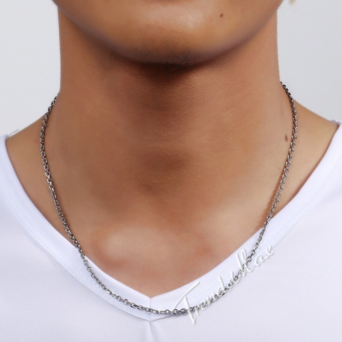 USA Stock 4mm Cable Rolo Link Stainless Steel Mens Boys Chain Necklace 20-28″