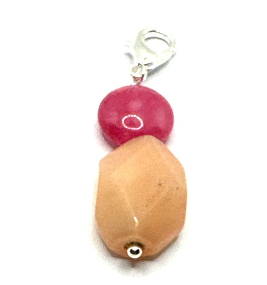 Brighton Paradise Beads Pink Peach Round Custom Silver Snap Charm