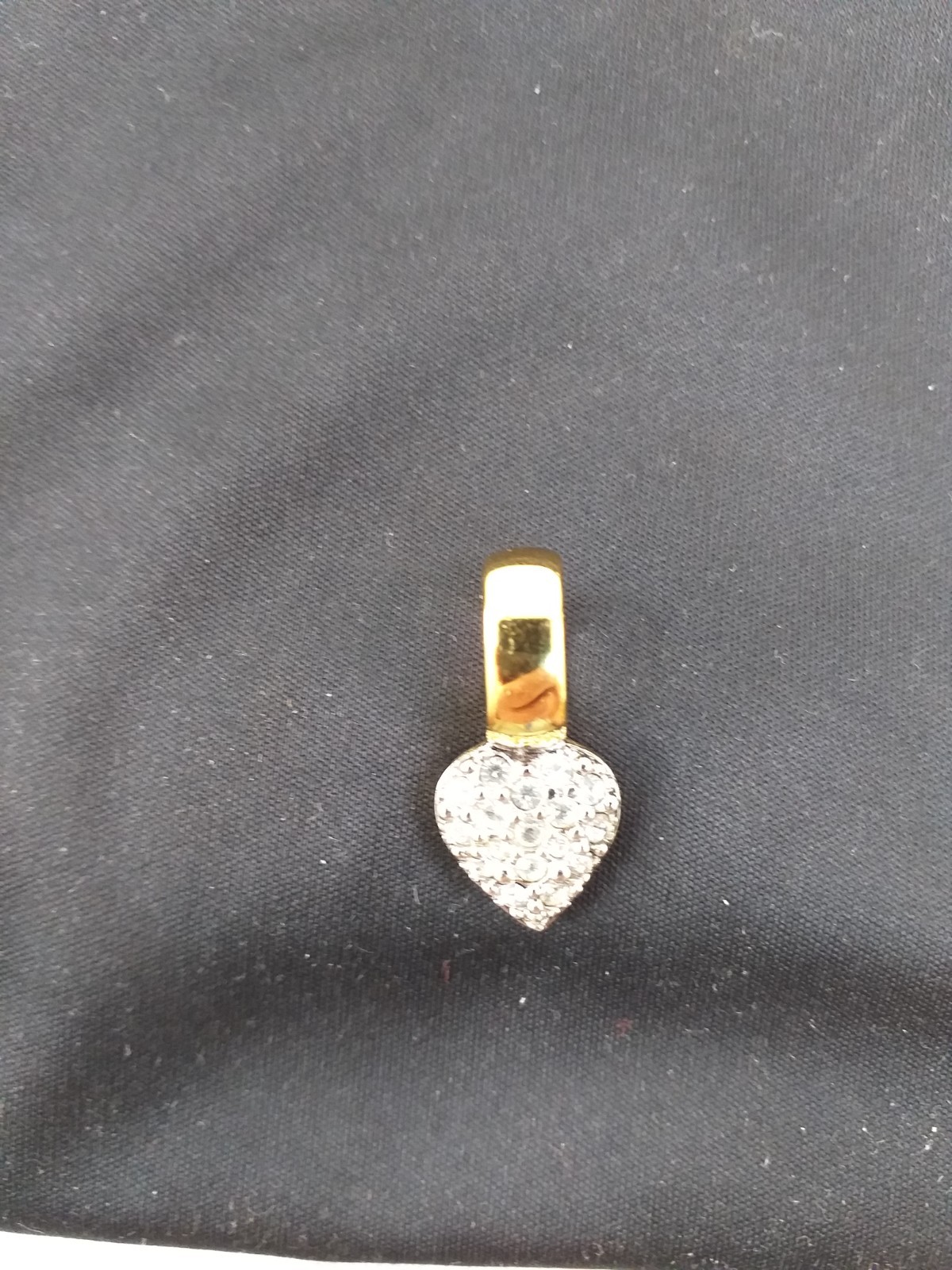 Swarovski Crystal Pave Heart Pendant Gold Tone Clear Swan Signed (H12)
