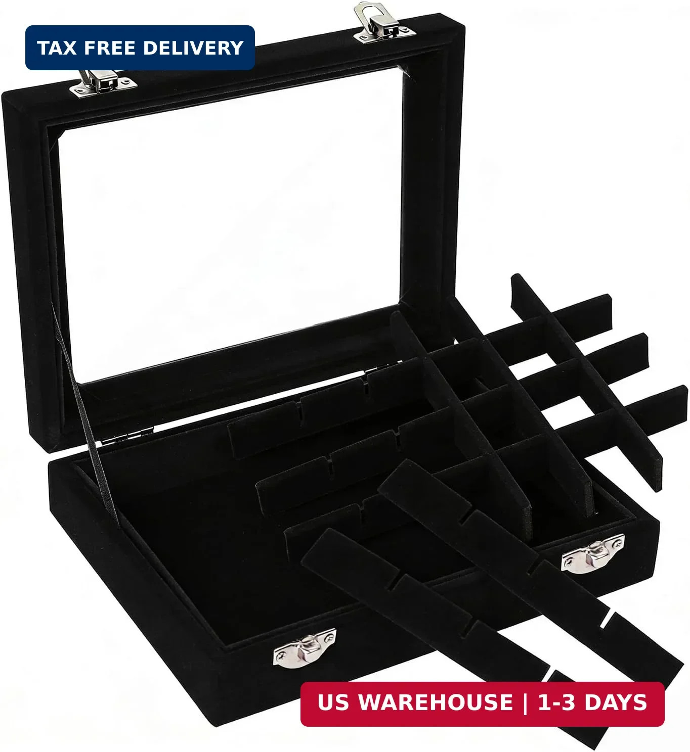 Velvet Jewelry Box 24 Grid Jewelry Earrings Display Organiser Box Ring Tray Hold