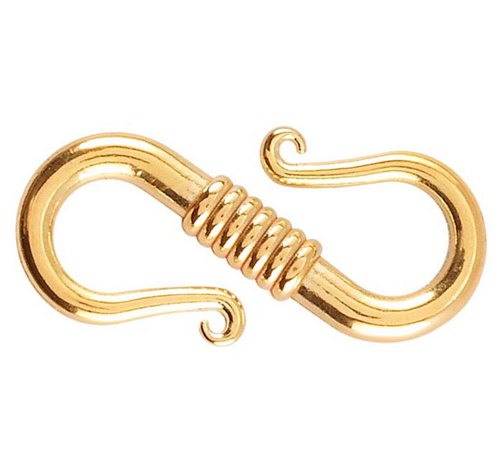 15mm 18k Yellow Gold S Hook Coil Clasp Extender USA MADE