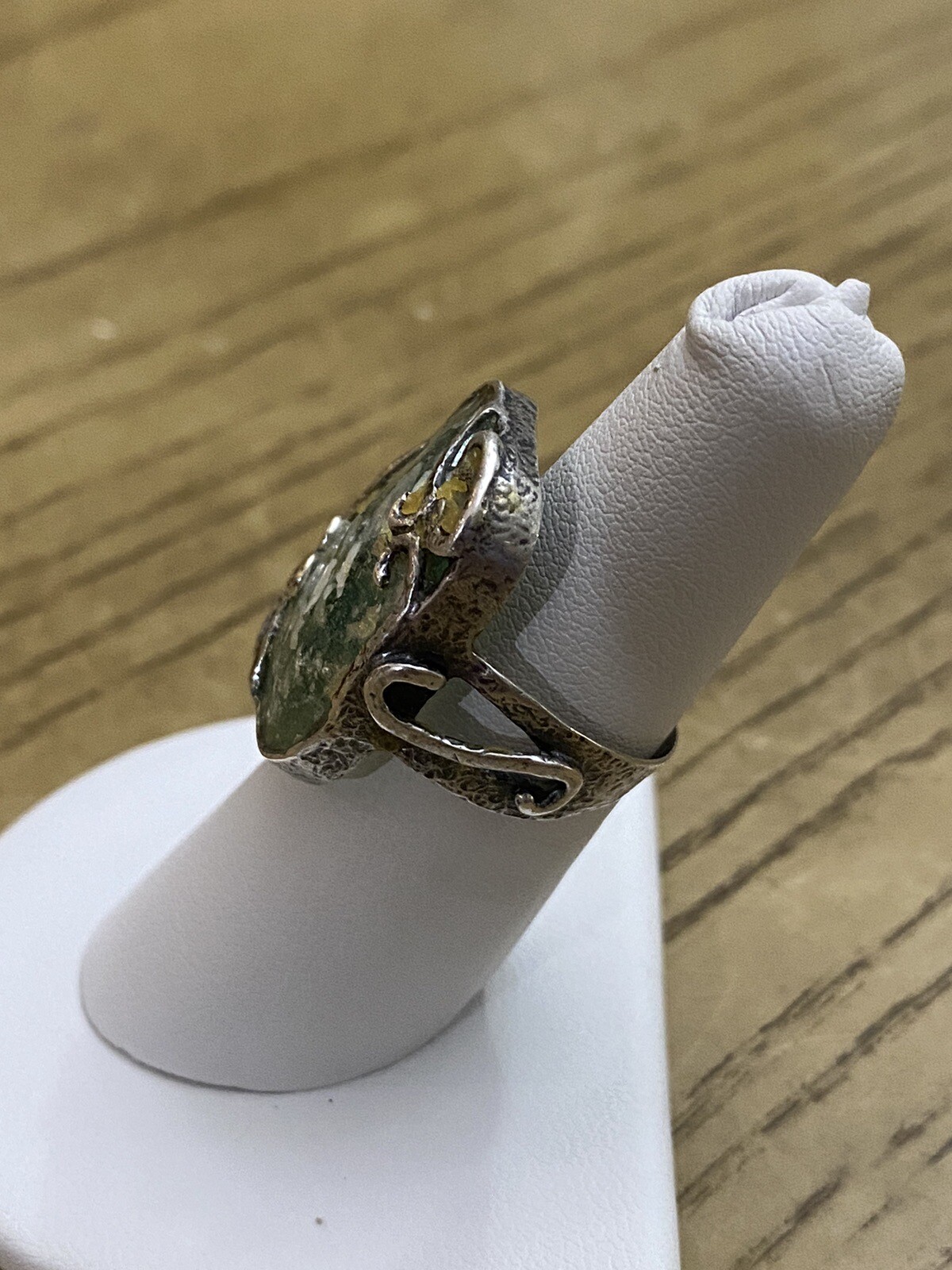 QVC Regina Lane RL Israel Sterling Silver 925 Signed Roman Glass Ring Sz 7.5
