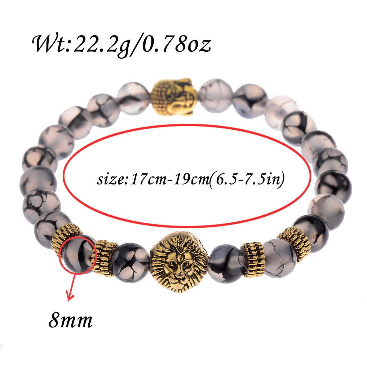 Men Women 8mm Natural Round Gemstone Bead Handmade Beads Bracelets Charm Jewelry
