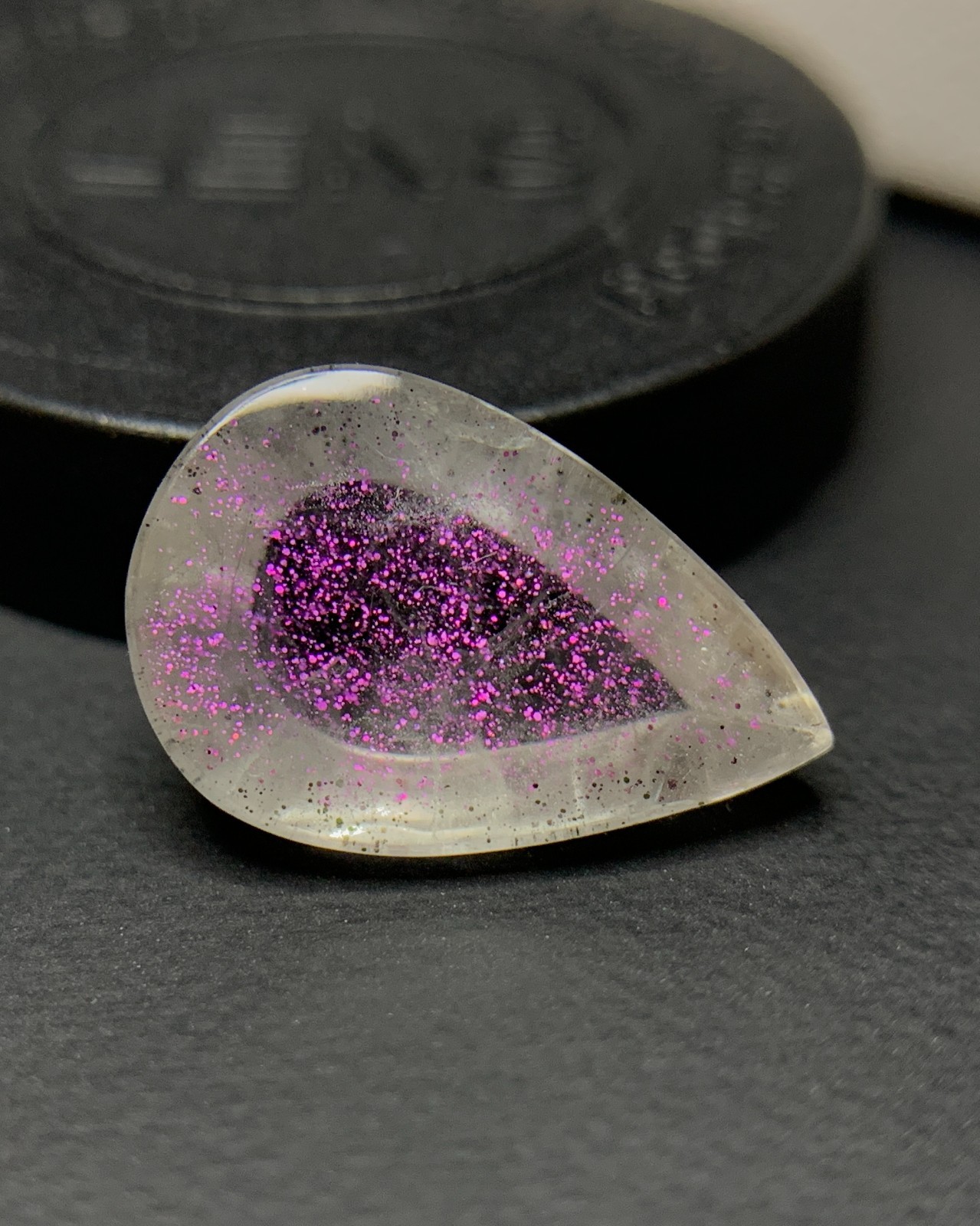 Natural Rare Pink Fire Quartz 4.77 Carat 15.2×10.2MM Pear Shape Covellite Quartz