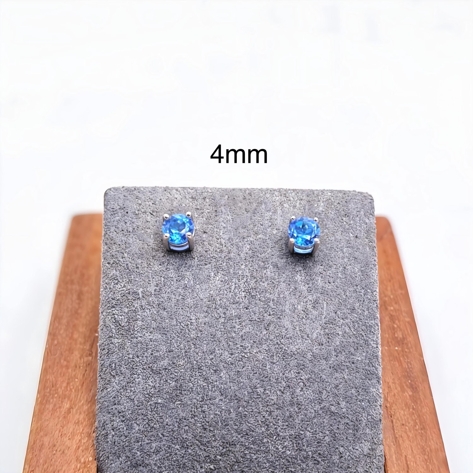 Cobalt Sapphire Earrings Hydrothermal Lab-Grown 925 Sterling Silver Stud, 1 Pair