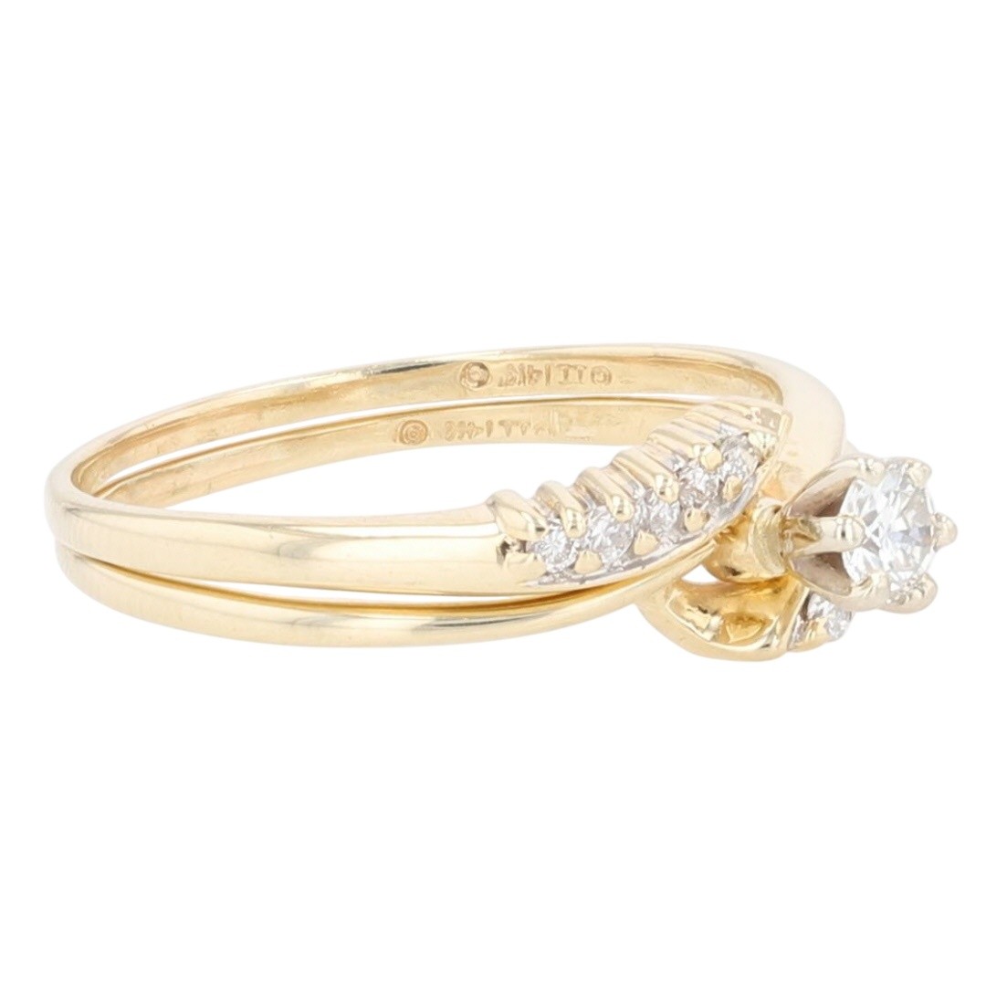 .31ctw Diamond Solitaire with Accents Wedding Set Rings 14k Yellow Gold Size 9.5