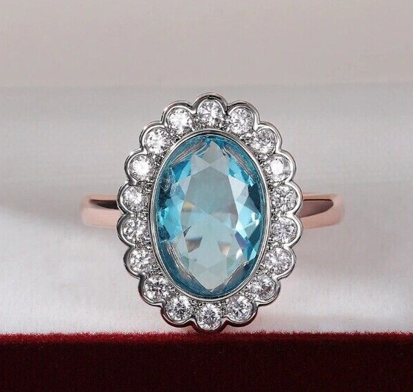 Christmas jewelry 1.9 Ct Simulated Aquamarine Gold Plated Royal Retro Style Ring