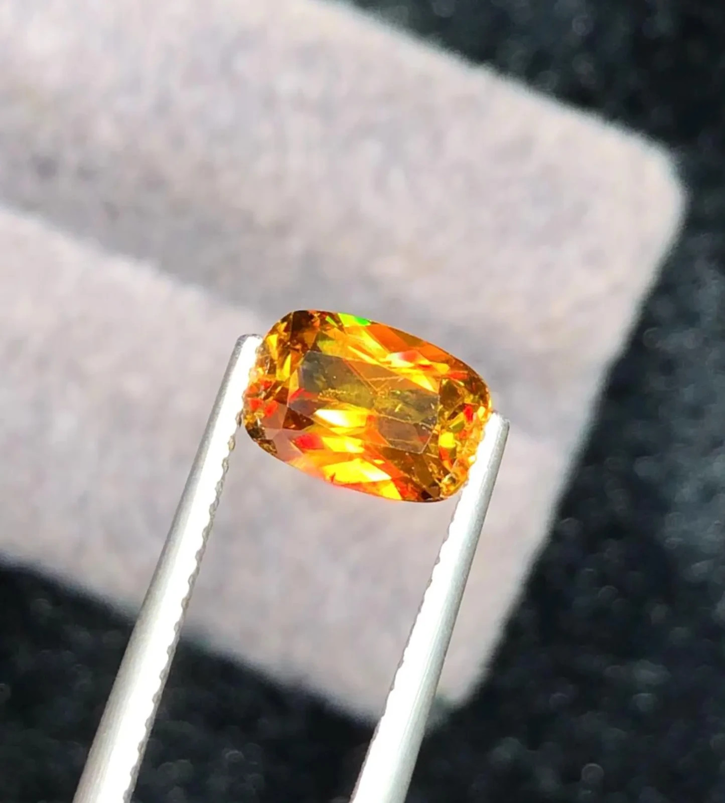 Full Fire Golden Sphene/Titanite Gemstone, Cushion Cut Rare Yellow Sphene 1.85CT