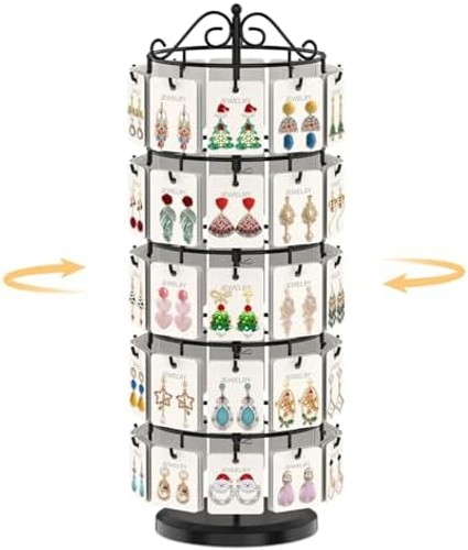 EsLuker.ly Earring Holder Organizer Rotating Display Tree Stand, Adjustable H…