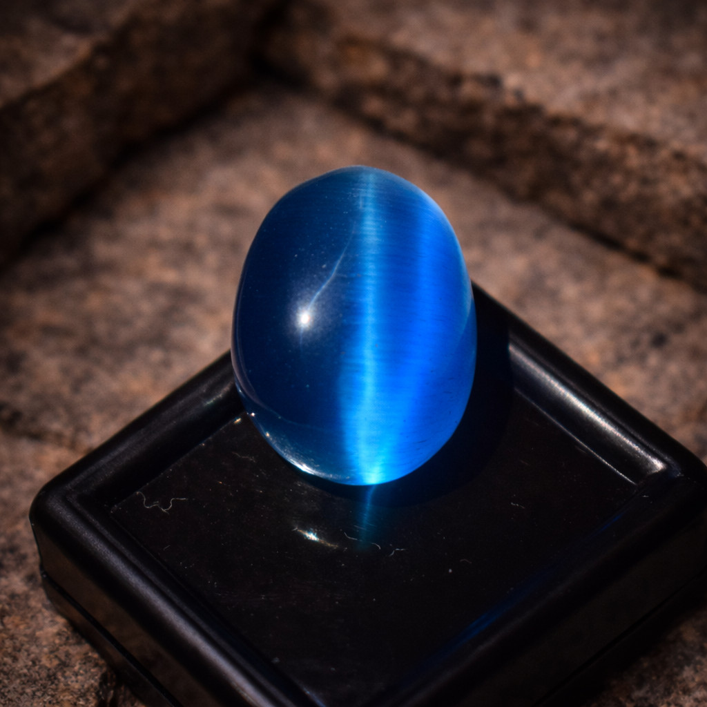 8ct Natural Blue Cats Eye Loose Gemstone Oval Cabochon AAA Top Quality Genuine