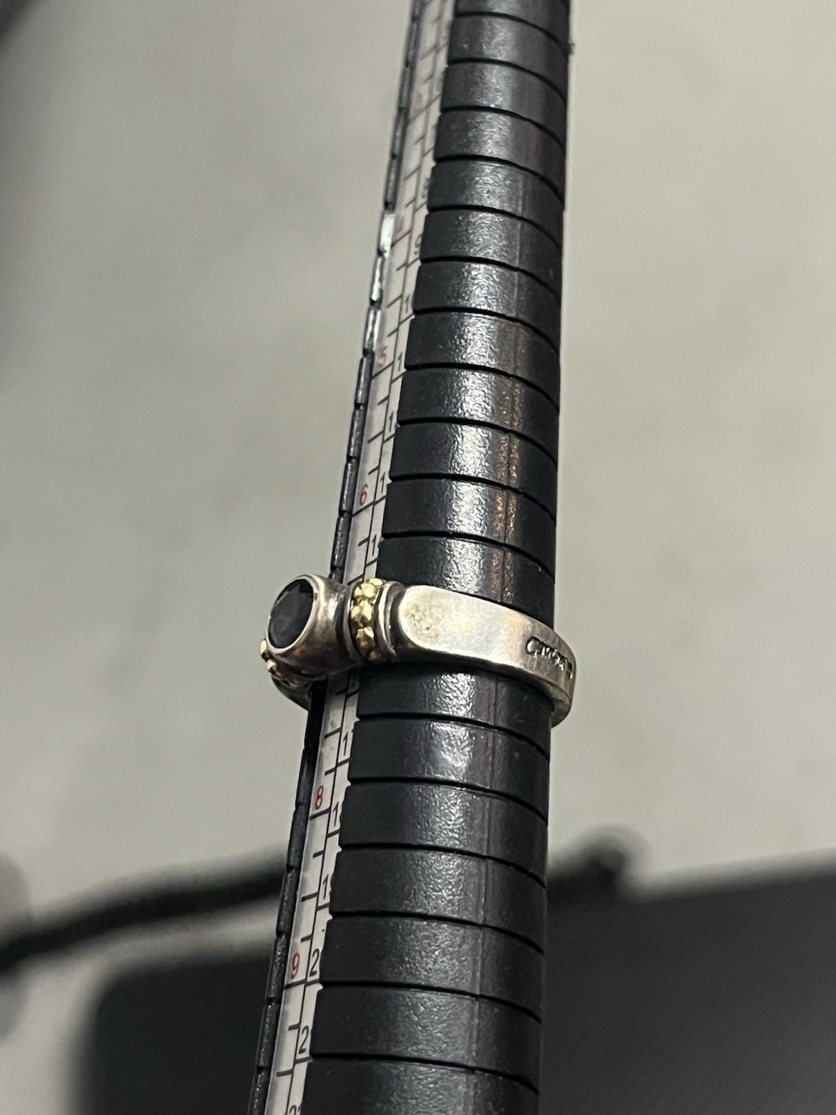 LAGOS Silver & 18K Yellow Gold Caviar Ring Size 7