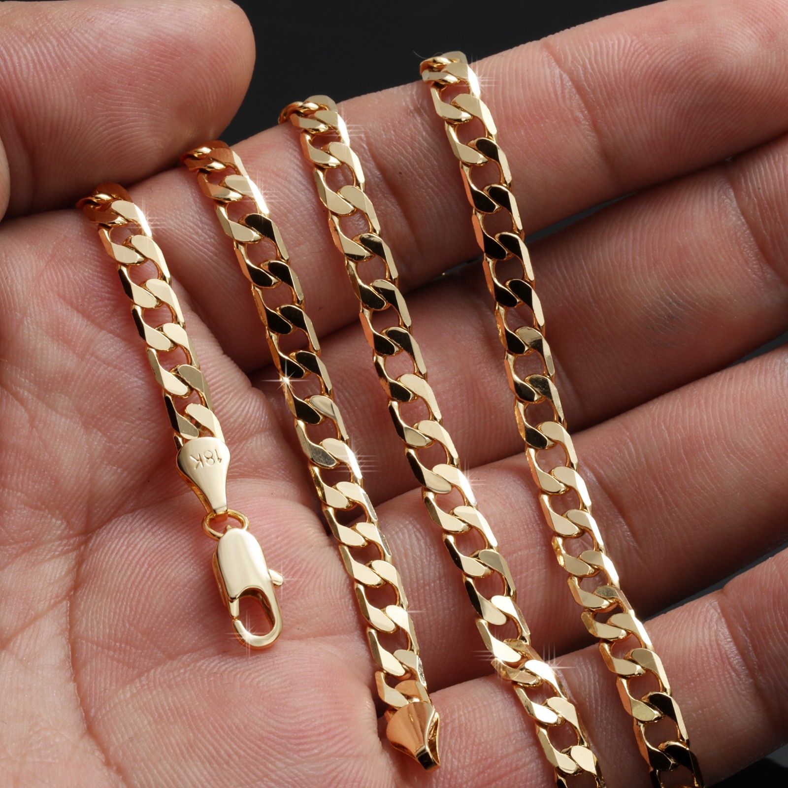 14k Cuban Chain Necklace 5mm A1r Silver Stardust Fashion Basketball Gold Plated