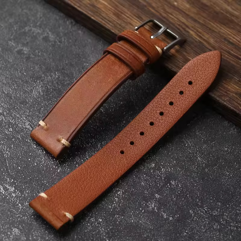 Handmade Italian Pueblo Leather Watch Strap 18-22mm Men’s Vintage Watch Band
