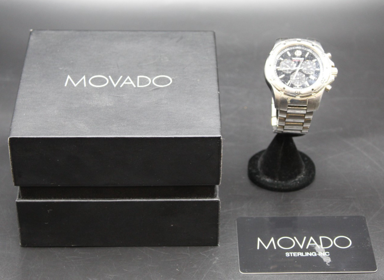 Movado Series 800 Chronograph Black Dial Men’s Watch *Pre-owned* FREE SHIPPING