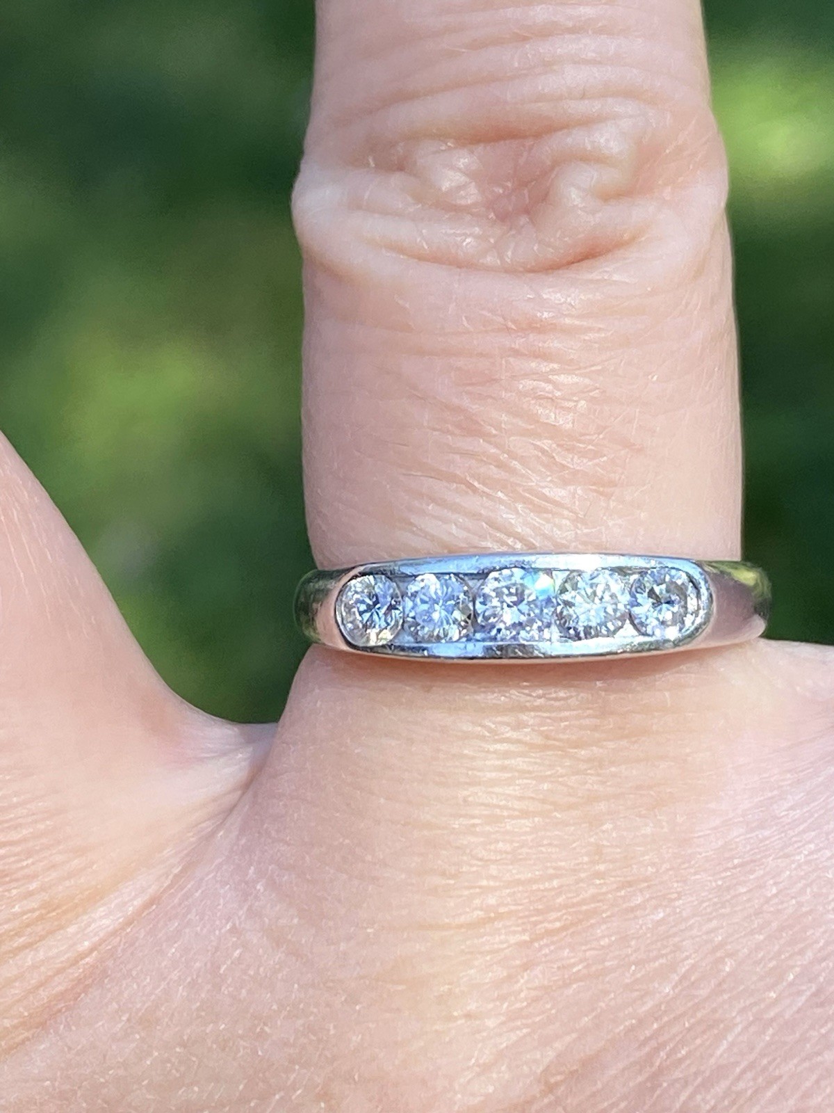 Platinum 0.50CTW 100% Natural Diamond Band Ring Size 7, 4.08 Grams