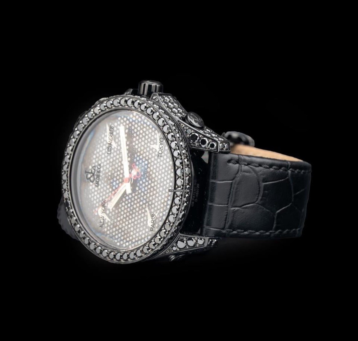 Jacob & Co 5 Time Zone Full Iced Out Factory Black Diamond PVD 40mm Watch JC-130