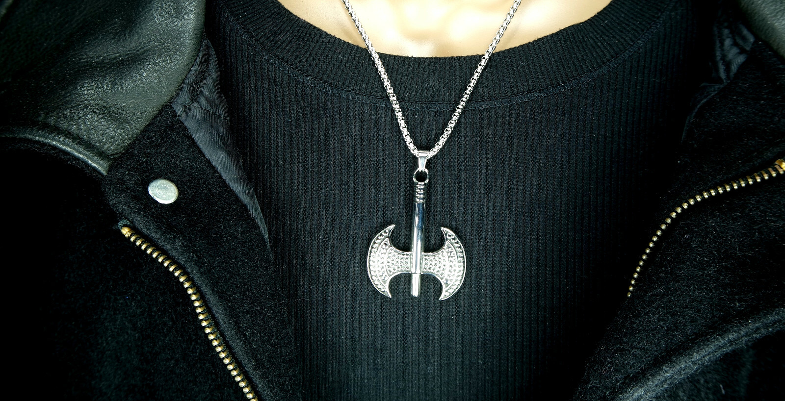 Large Labrys Necklace, Pure Stailess Steel, XL Double Bladed Axe Pendant Womyn n