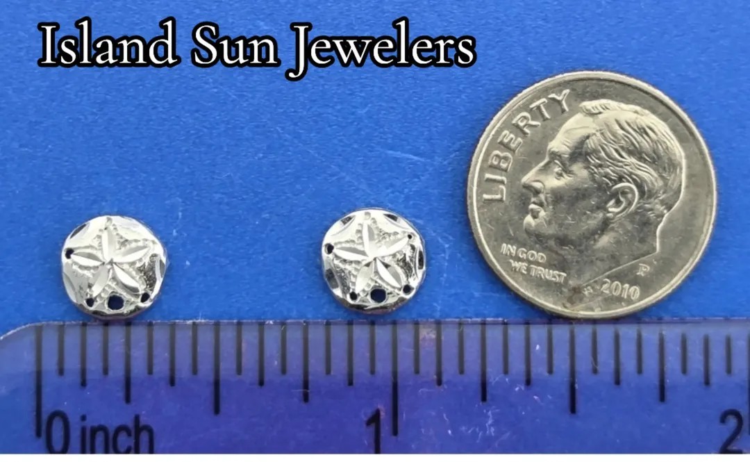 Sand Dollar Post Earrings, 14K White Gold