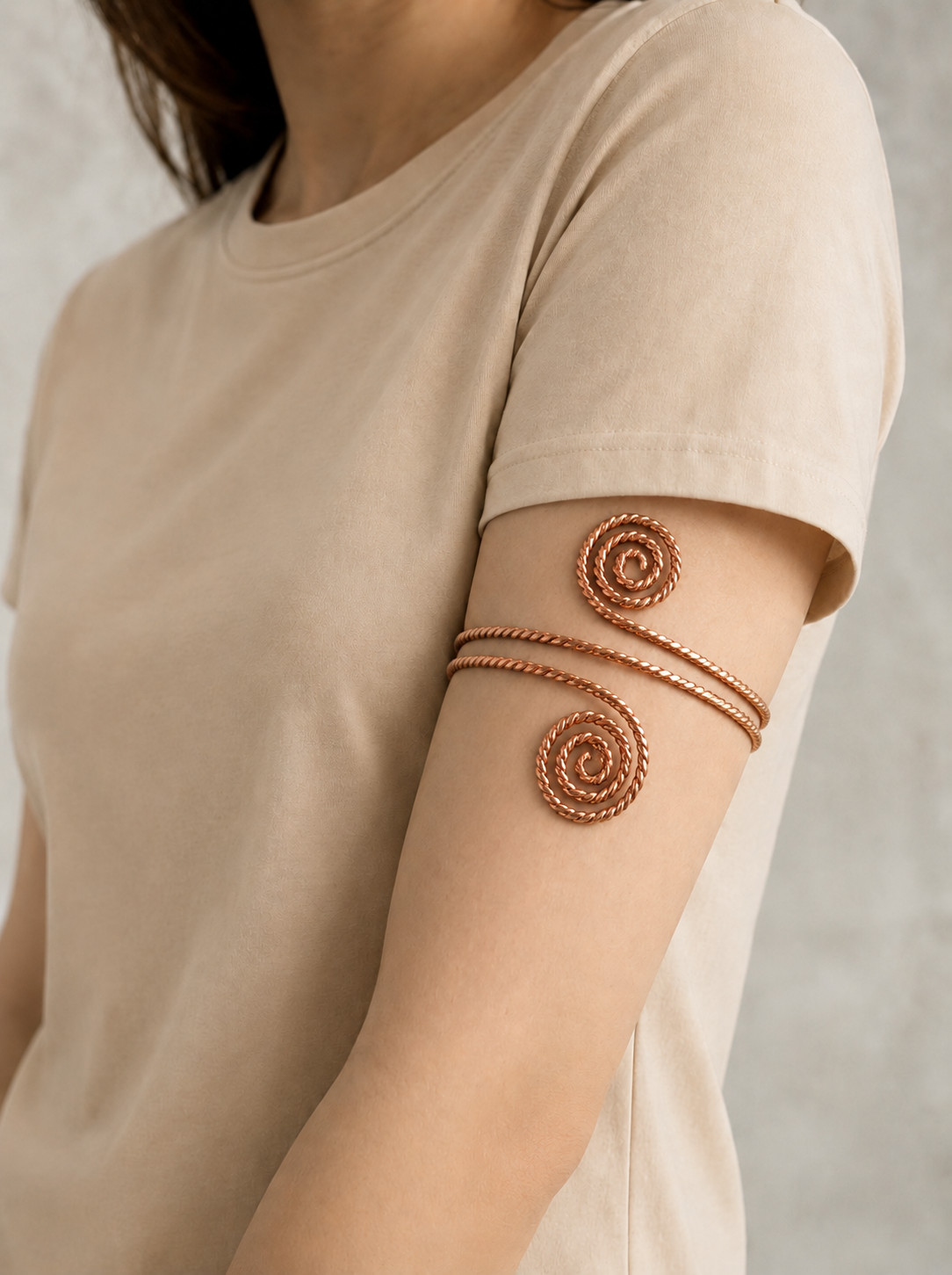 Arm Cuff Bracelet 432MHz, Tensor Ring Copper Bracelet, Adjustable Upper Arm Band