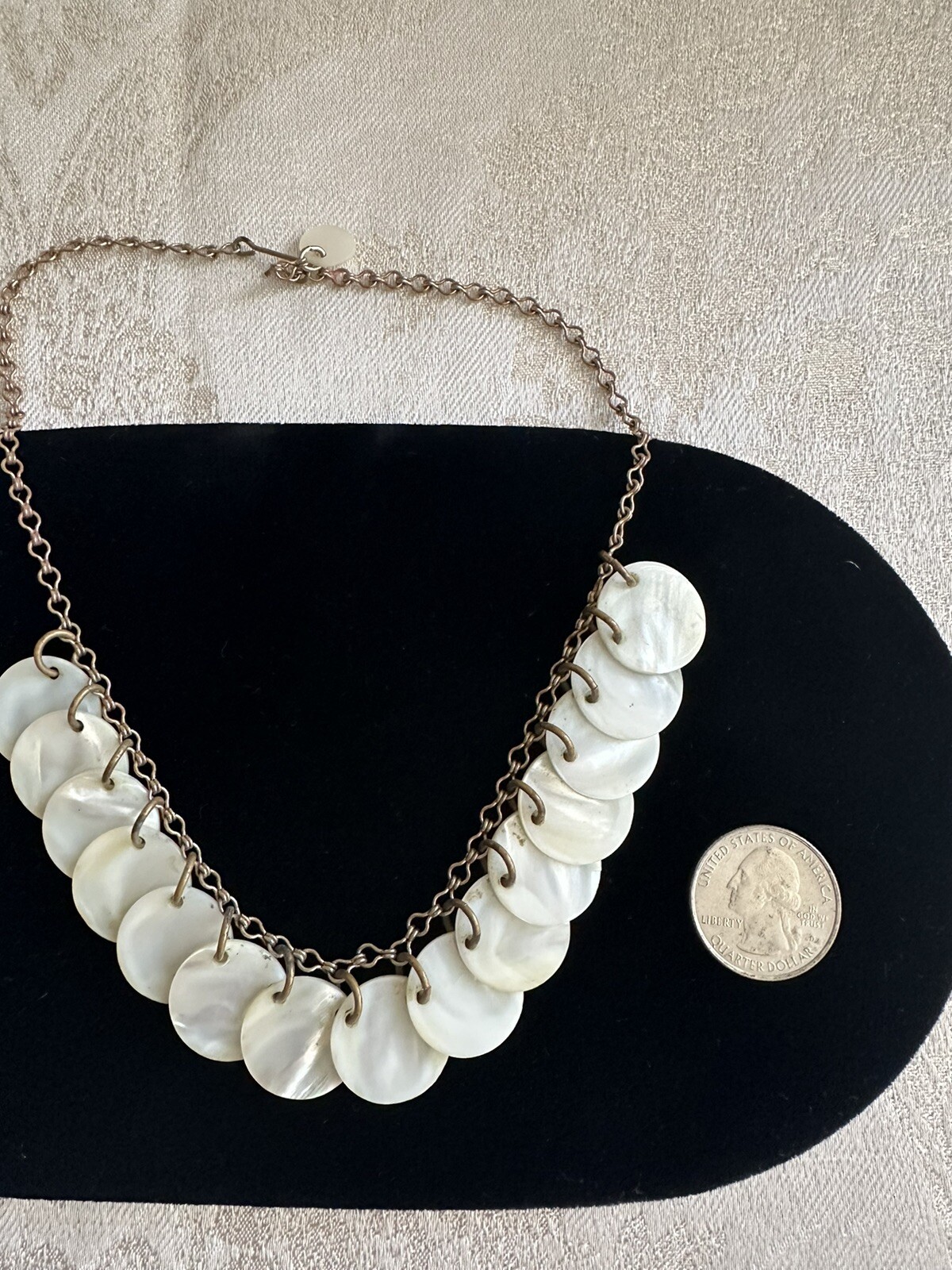 Vintage Mother of Pearl MOP Disc Button Choker Necklace – Circa 1940s Artisan