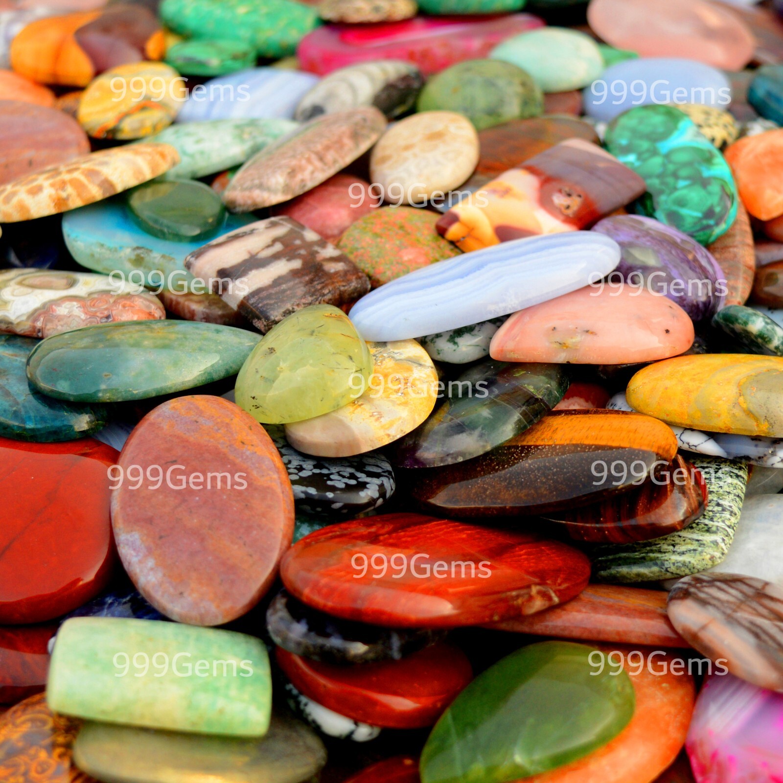 1000 Cts Wholesale Natural Free Size & Shape Mix Gemstone Flat Back Cabochon Lot