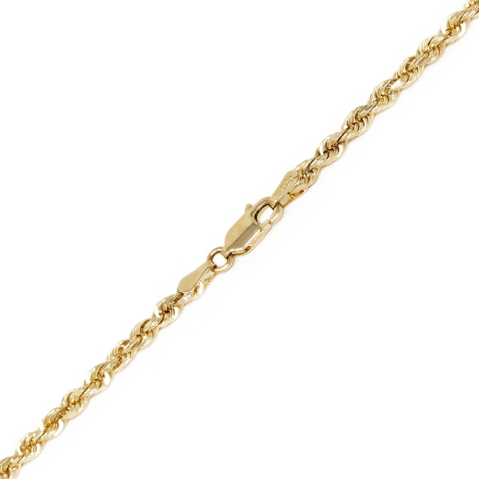 14k Yellow Gold Solid Diamond Cut Rope Chain Necklace 18″ 1.5mm to 4mm