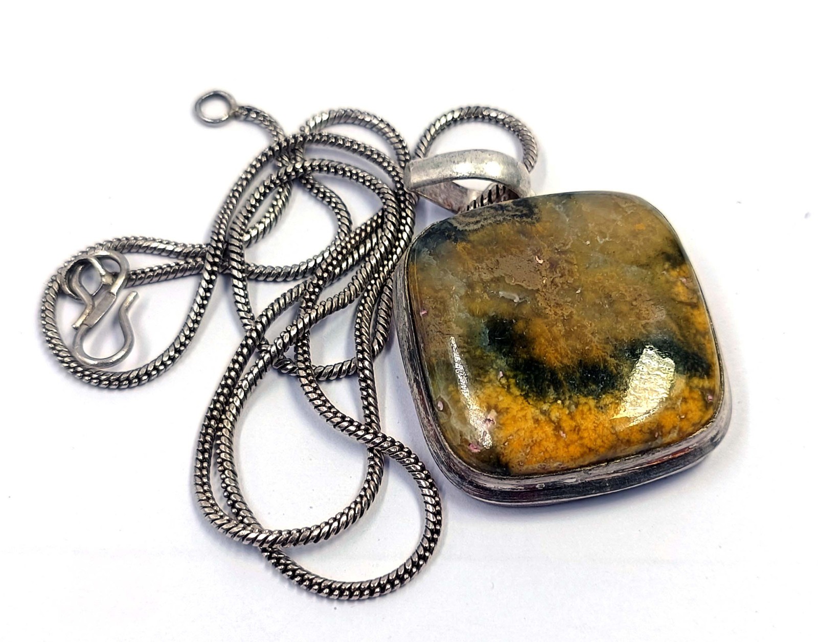 79 Ct Natural Yellow Turquoise Cushion Shap 925 Silver Pendant Loose Gems 6FGJ