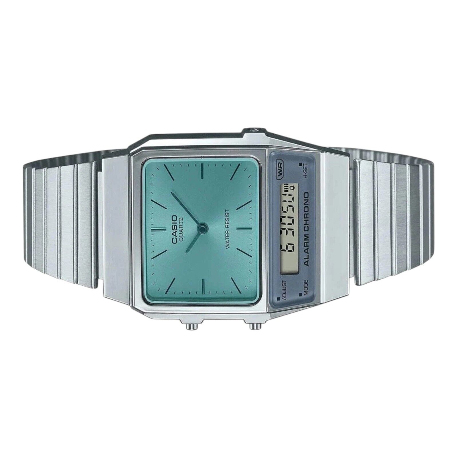 Casio Silver/Blue Retro Digital-Analog Dual Time Unisex Watch AQ-800EC-2A