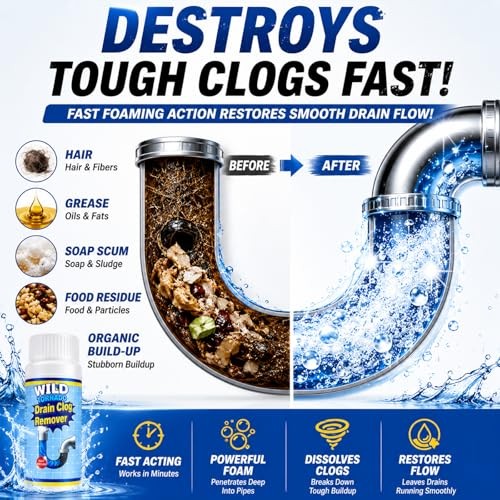 Drain Clog Remover Powder 4 Pack, Sink & Drain Cleaner Fast Drain Cleaner 4Pack