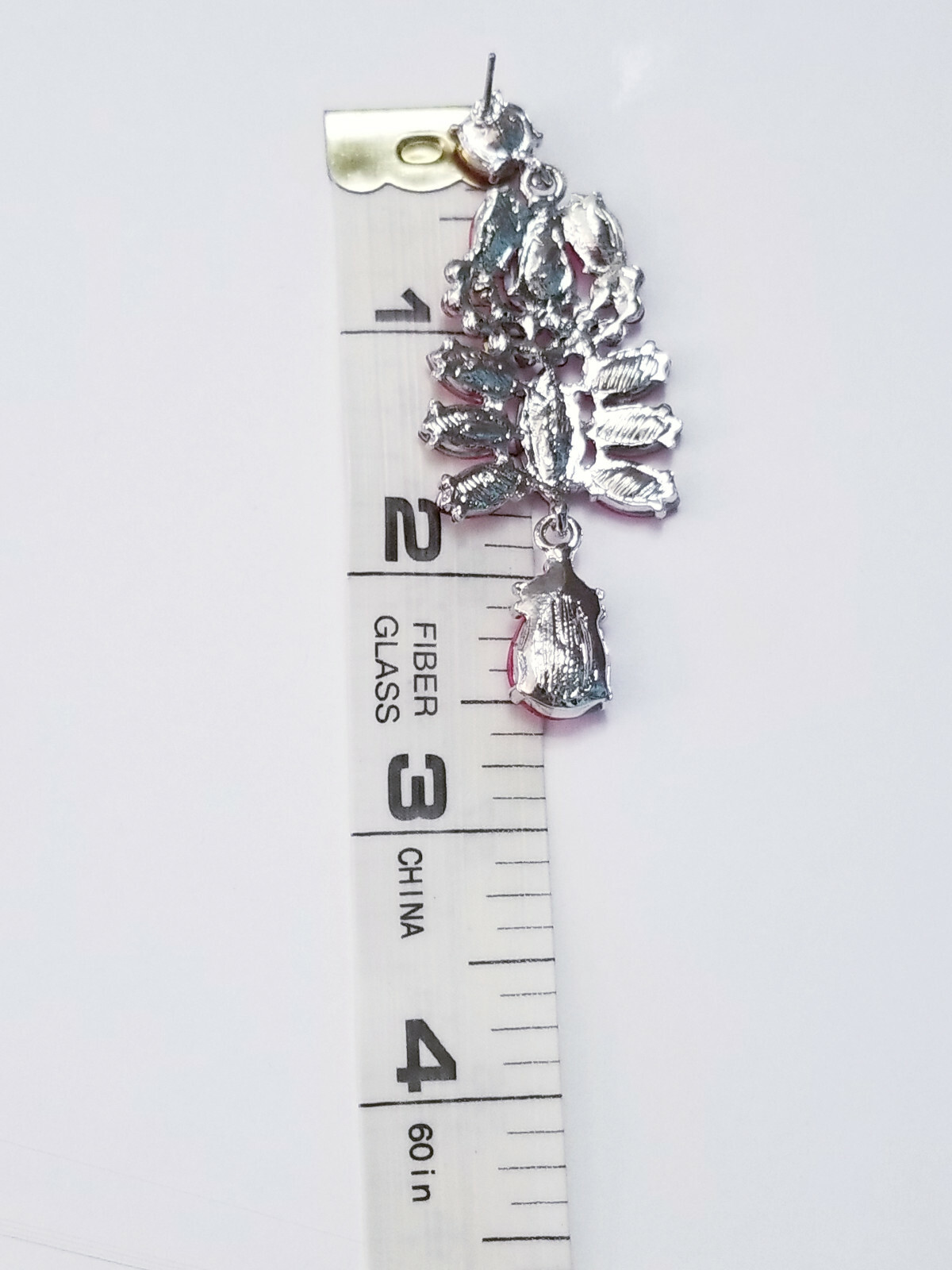 Gray Chandelier Drop Earrings Rhinestone Crystal 2.6 inch