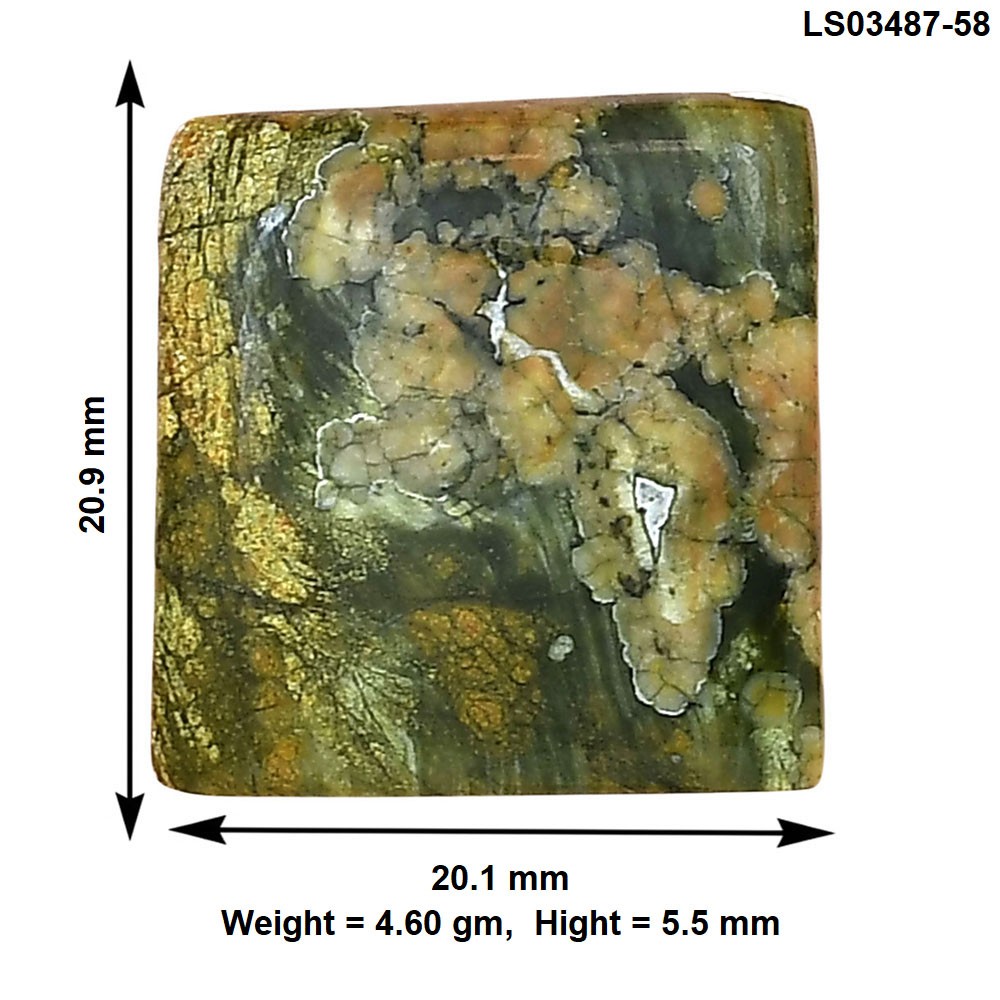 Natural Rhyolite Rainforest Jasper 20.9×20.1×5.5 mm Baguette Gemstone LS03487-58