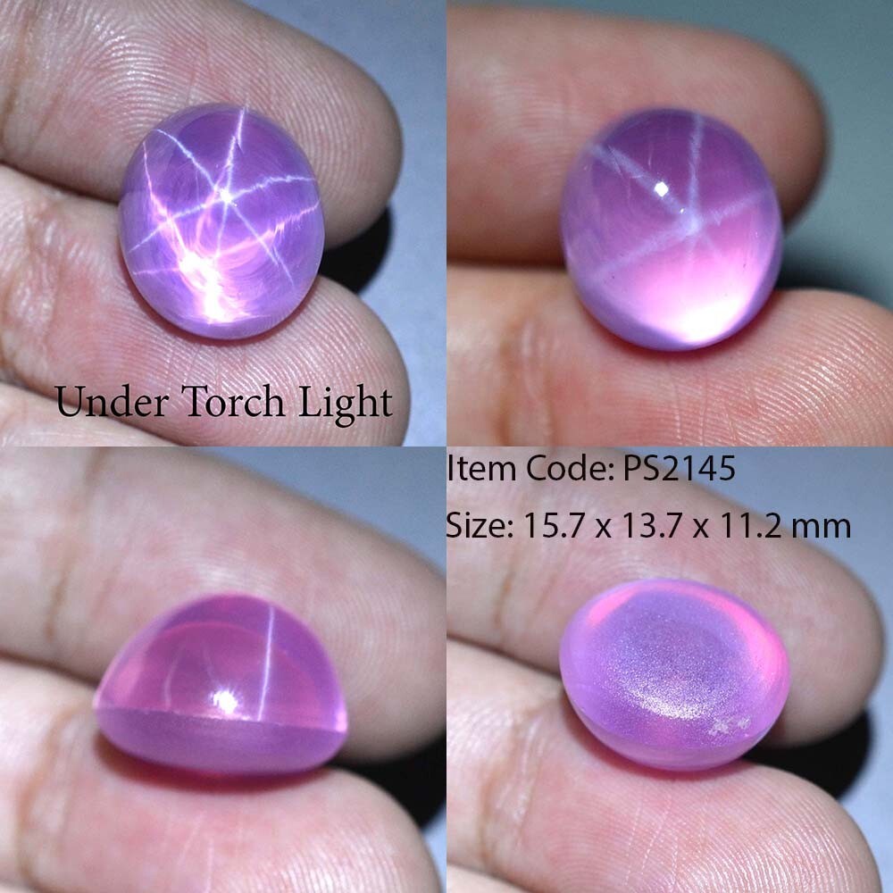 24.38 Ct 15.7×13.7 MM Pink Star Sapphire 6 Rays Lab Created Corundum VDO PS2145